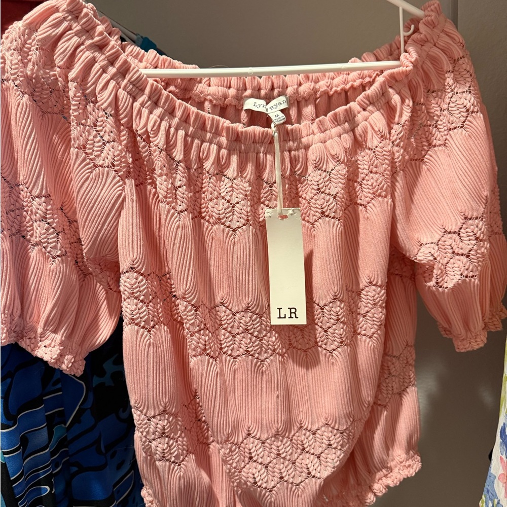 NWT Pink Textured Off-Shoulder Blouse